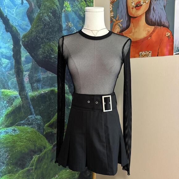 out from under sheer black mesh long sleeve top y2k rave goth - Picture 2 of 7